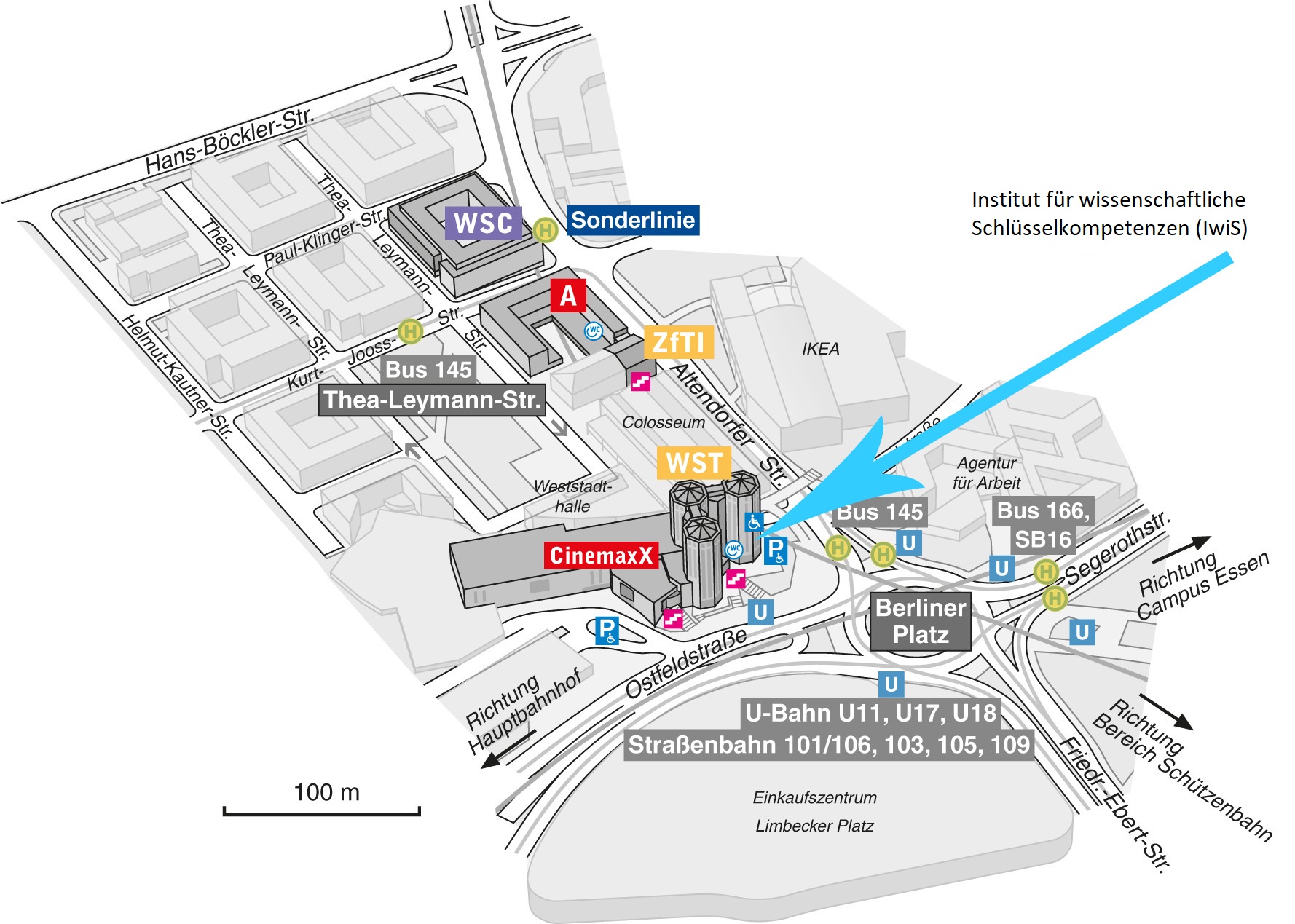 Lageplan der Weststadttürme